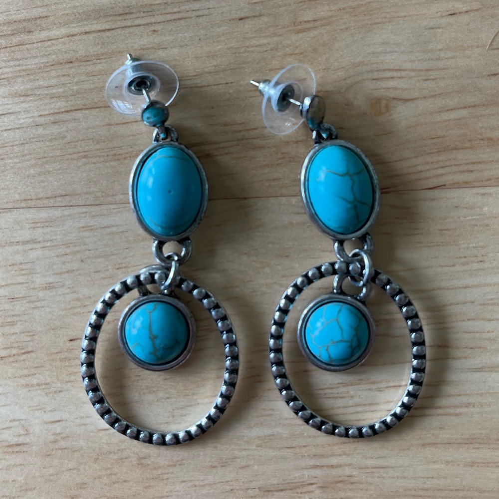 Silver and blue earrings